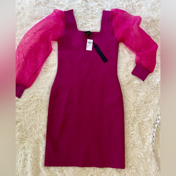 NWT House of Harlow 1960 Fuchsia Corset Compression Knit Mini Dress Size Small - Picture 5 of 8